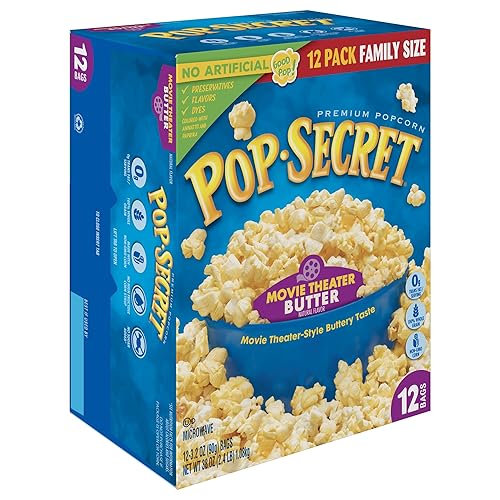 POP SECRET MOVIE THEATER BUTTER MICROWAVE POPCORN, 3.2OZ BAGS, 12CT BOX, PACK OF 4