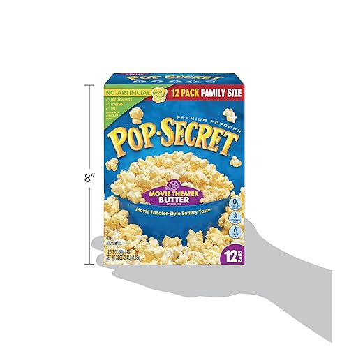 POP SECRET MOVIE THEATER BUTTER MICROWAVE POPCORN, 3.2OZ BAGS, 12CT BOX, PACK OF 4