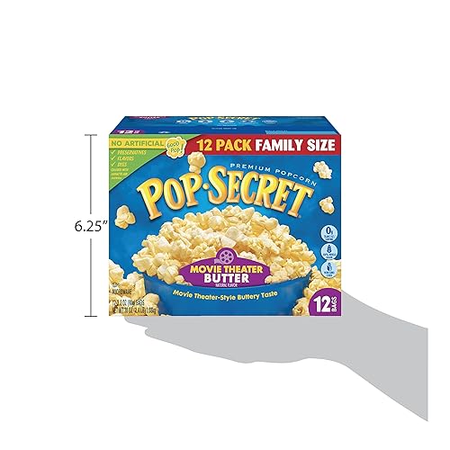 POP SECRET MOVIE THEATER BUTTER MICROWAVE POPCORN, 3.2OZ BAGS, 12CT BOX, PACK OF 4