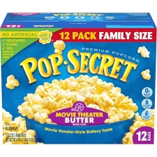 POP SECRET MOVIE THEATER BUTTER MICROWAVE POPCORN, 3.2OZ BAGS, 12 COUNT SHARING PACK