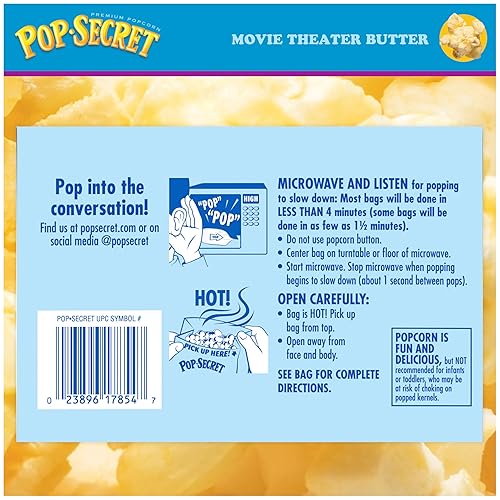 POP SECRET MOVIE THEATER BUTTER MICROWAVE POPCORN, 3.2OZ BAGS, 12 COUNT SHARING PACK