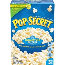 POP SECRET HOMESTYLE BUTTER MICROWAVE POPCORN, 3.2 OZ SHARING BAGS, 3 COUNT PACK