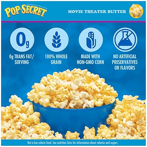 POP SECRET MOVIE THEATER BUTTER MICROWAVE POPCORN, 1.75OZ BAGS, 12-PACK SNACK SIZE