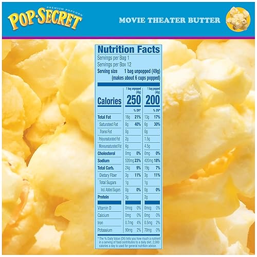POP SECRET MOVIE THEATER BUTTER MICROWAVE POPCORN, 1.75OZ BAGS, 12-PACK SNACK SIZE
