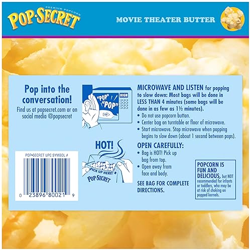 POP SECRET MOVIE THEATER BUTTER MICROWAVE POPCORN, 1.75OZ BAGS, 12-PACK SNACK SIZE