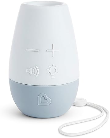 MUNCHKIN SHHH WHITE NOISE SOUND MACHINE NIGHT LIGHT PORTABLE BABY SLEEP SOOTHER, WHITE GREY