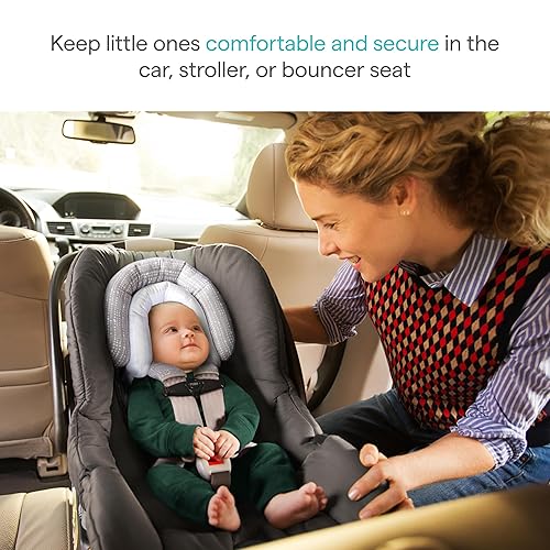 MUNCHKIN BABY CAR SEAT HEAD SUPPORT STRAP COVERS, NEWBORN INFANT, SILVER-ION, DOTS PATTERN