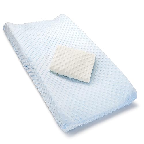 MUNCHKIN DIAPER CHANGING PAD COVERS 2-PACK, BLUE WHITE, FITS STANDARD CONTOURED PADS