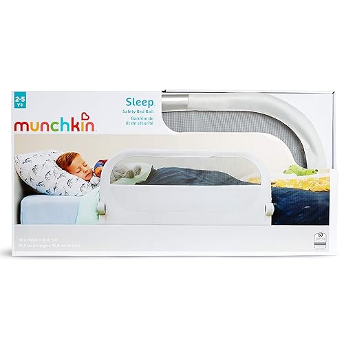 MUNCHKIN SLEEP TODDLER BED RAIL GUARD, FITS TWIN, FULL QUEEN MATTRESSES, GREY SAFETY RAIL
