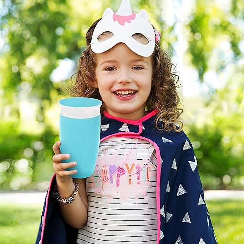 MUNCHKIN MIRACLE 360 SIPPY CUPS FOR TODDLERS 1-3, SPILL-PROOF, 10OZ, 5-PACK, BLUE GREEN