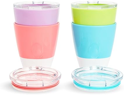 MUNCHKIN SPLASH TODDLER TRAINING CUPS WITH LIDS, 7OZ, MULTICOLORED, BPA-FREE, 4 PACK