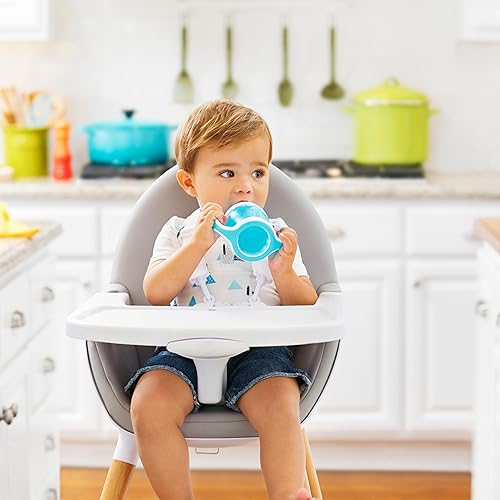 MUNCHKIN GENTLE TRANSITION SIPPY CUPS, BLUE, 4OZ 10OZ TRAINER HANDLES, 2-PACK SET