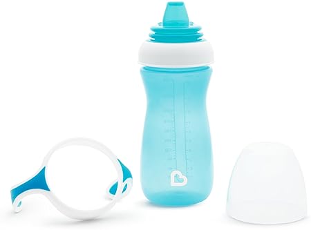 MUNCHKIN GENTLE TRANSITION SIPPY CUPS, BLUE, 4OZ 10OZ TRAINER HANDLES, 2-PACK SET