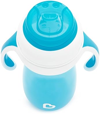 MUNCHKIN GENTLE TRANSITION SIPPY CUPS, BLUE, 4OZ 10OZ TRAINER HANDLES, 2-PACK SET