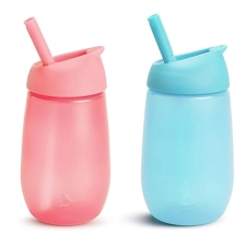 MUNCHKIN SIMPLE CLEAN TODDLER SIPPY CUP WITH EASY-CLEAN STRAW, 10OZ, 2-PACK, PINK BLUE
