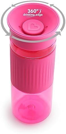 MUNCHKIN MIRACLE 360 SPILL PROOF SIPPY CUPS, 24OZ 10OZ, 2 PACK PINK, TODDLER ADULT SET