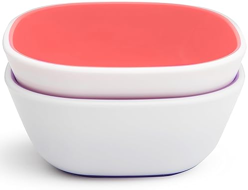MUNCHKIN SPLASH 4-PIECE TODDLER DIVIDED PLATE BOWL SET, PINK PURPLE, KIDS DINING SET