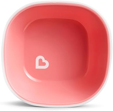 MUNCHKIN SPLASH 4-PIECE TODDLER DIVIDED PLATE BOWL SET, PINK PURPLE, KIDS DINING SET