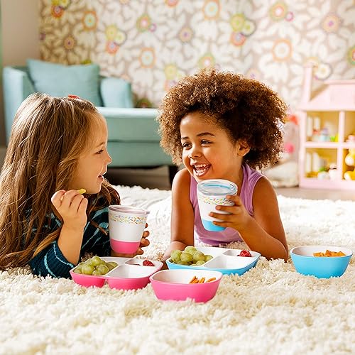 MUNCHKIN SPLASH TODDLER FEEDING SET DIVIDED PLATE, BOWL OPEN CUP, BLUE SPRINKLES, BPA-FREE