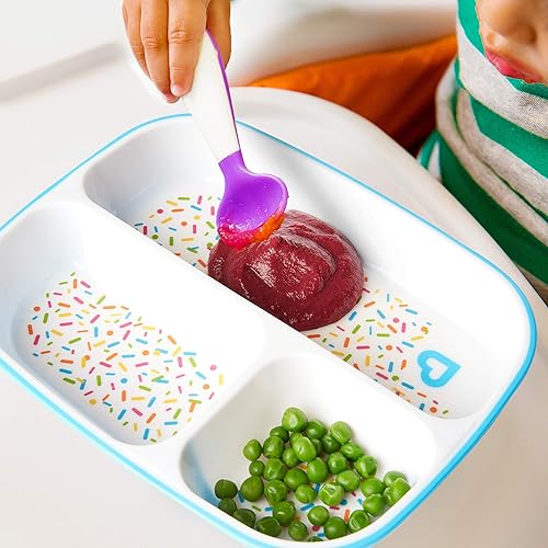 MUNCHKIN SPLASH TODDLER FEEDING SET DIVIDED PLATE, BOWL OPEN CUP, BLUE SPRINKLES, BPA-FREE