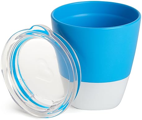 MUNCHKIN COLOR ME HUNGRY 7-PIECE TODDLER FEEDING SET PLATES, BOWL, CUP UTENSILS, BLUE GIFT BOX