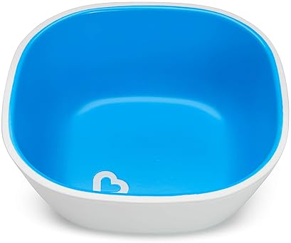 MUNCHKIN COLOR ME HUNGRY 7-PIECE TODDLER FEEDING SET PLATES, BOWL, CUP UTENSILS, BLUE GIFT BOX