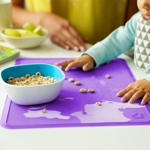 MUNCHKIN SPOTLESS SILICONE PLACEMATS FOR KIDS, NON-SLIP, EASY CLEAN, 2 PACK, BLUE GREEN