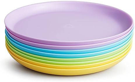 MUNCHKIN MULTI BABY TODDLER PLATES, SET OF 8 DURABLE, BPA-FREE, DISHWASHER SAFE KIDS PLATES