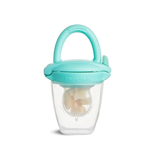 MUNCHKIN SILICONE BABY FOOD FEEDERS FREEZER TRAY WITH LID FOR SELF-FEEDING WEANING, MINT BLUE
