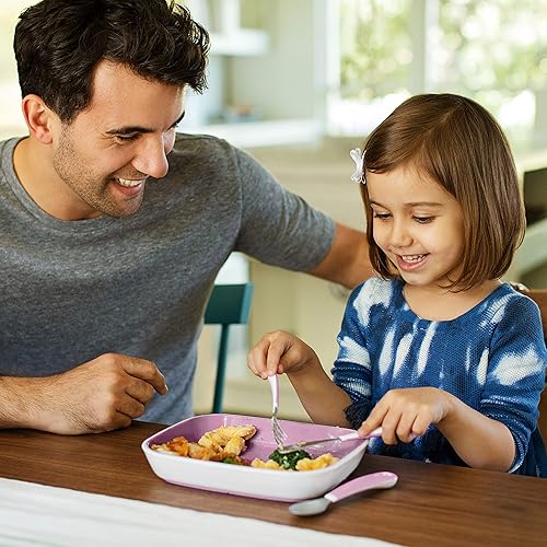 MUNCHKIN SPLASH TODDLER UTENSIL SET, 6-PACK PINK PURPLE FORK, KNIFE SPOON FOR KIDS