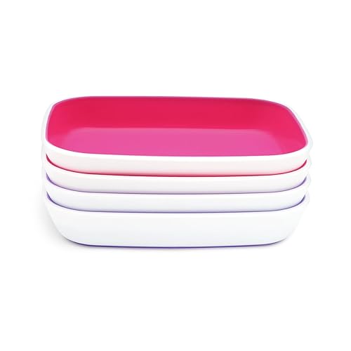 MUNCHKIN SPLASH 10-PIECE TODDLER PLATES UTENSILS SET, PINK PURPLE, BPA-FREE KIDS DINNERWARE