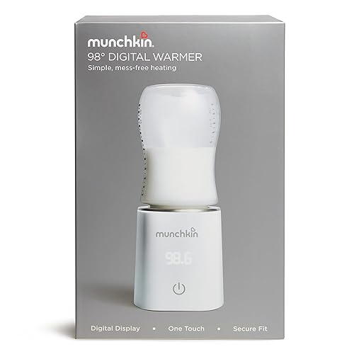 MUNCHKIN 98 DIGITAL PLUG-IN BABY BOTTLE WARMER WITH 4 ADAPTERS, FITS MOST BOTTLES, WHITE