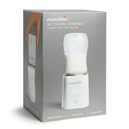 MUNCHKIN 98 DIGITAL PLUG-IN BABY BOTTLE WARMER WITH 4 ADAPTERS, FITS MOST BOTTLES, WHITE