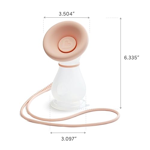 MUNCHKIN MANUAL BREAST PUMP, 4OZ BPA-FREE SILICONE, PORTABLE BREASTFEEDING, CLEAR PINK