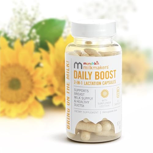 MUNCHKIN MILKMAKERS DAILY BOOST 2-IN-1 LACTATION SUPPLEMENT, FENUGREEK FREE, 60 CAPSULES