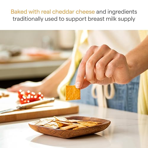MUNCHKIN MILKMAKERS LACTATION CHEDDAR CRISPS WITH OATS FLAX, 6-PACK SNACKS FOR BREASTFEEDING MOMS