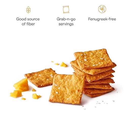 MUNCHKIN MILKMAKERS LACTATION CHEDDAR CRISPS WITH OATS FLAX, 6-PACK SNACKS FOR BREASTFEEDING MOMS