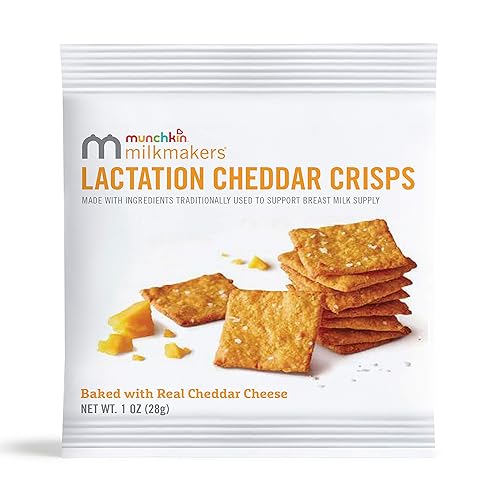 MUNCHKIN MILKMAKERS LACTATION CHEDDAR CRISPS WITH OATS FLAX, 6-PACK SNACKS FOR BREASTFEEDING MOMS