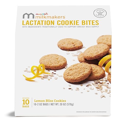 MUNCHKIN MILKMAKERS LACTATION COOKIE BITES, LEMON BLISS FLAVOR, 10 COUNT BREASTFEEDING SNACK
