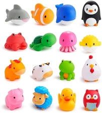MUNCHKIN 16-PACK BABY BATH SQUIRTER TOYS FARM OCEAN ANIMAL SET FOR BABIES TODDLERS 9 MONTHS