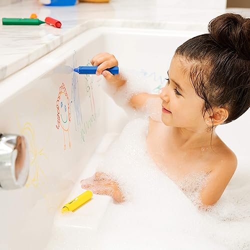 MUNCHKIN DRAW BATH TOY SCOOP WITH 10 BATH CRAYONS KIDS BATH TOY ORGANIZER CRAYON SET