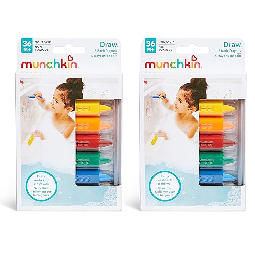 MUNCHKIN DRAW BATH TOY SCOOP WITH 10 BATH CRAYONS KIDS BATH TOY ORGANIZER CRAYON SET