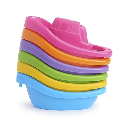 MUNCHKIN BATH TOY SCOOP 6-PACK LITTLE BOAT TRAIN SET BABY BATH TOYS ORGANIZER BOATS
