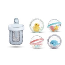 MUNCHKIN BATH TOY SCOOP SET WITH 4 FLOATING PLAY BUBBLES BABY BATH TOYS ORGANIZER AND STORAGE