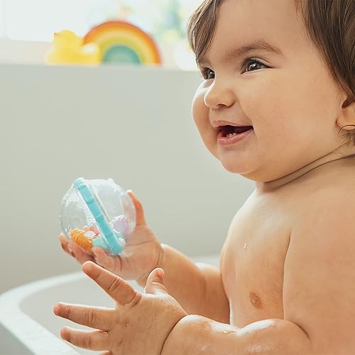 MUNCHKIN BATH TOY SCOOP SET WITH 4 FLOATING PLAY BUBBLES BABY BATH TOYS ORGANIZER AND STORAGE