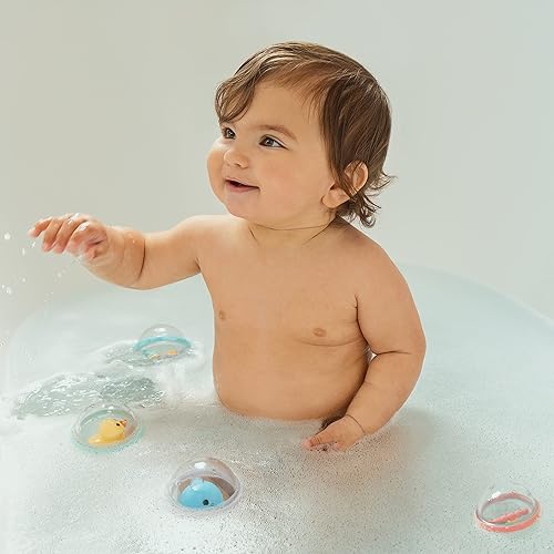 MUNCHKIN BATH TOY SCOOP SET WITH 4 FLOATING PLAY BUBBLES BABY BATH TOYS ORGANIZER AND STORAGE