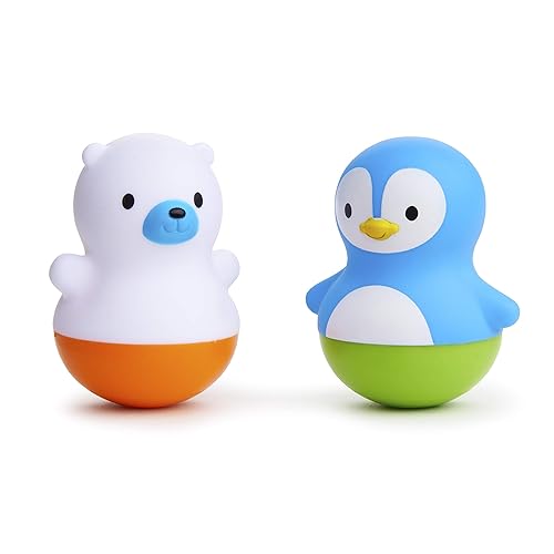 MUNCHKIN BATH TOY SCOOP WITH BATH BOBBERS ORGANIZER SCOOP FOR BABY BATH TOYS