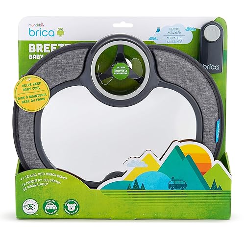 MUNCHKIN BRICA BREEZE BABY IN-SIGHT FAN CAR MIRROR, REAR-FACING, COOLING, GREY SAFE TRAVEL