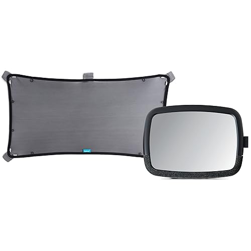 MUNCHKIN BRICA MAGNETIC SUN SHADE 360 PIVOT WIDE-ANGLE BABY CAR MIRROR, ADJUSTABLE FIT
