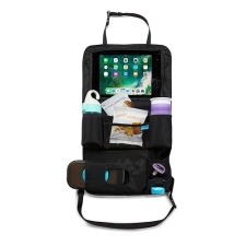 MUNCHKIN BRICA CAR BACKSEAT ORGANIZER WITH TABLET HOLDER WIPES CASE, BLACK TRAVEL STORAGE